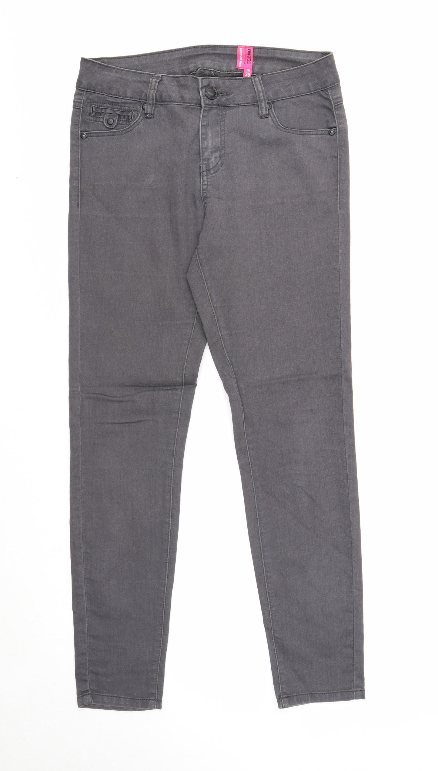 Yes Yes Womens Grey Cotton Skinny Jeans Size 10 Regular Zip