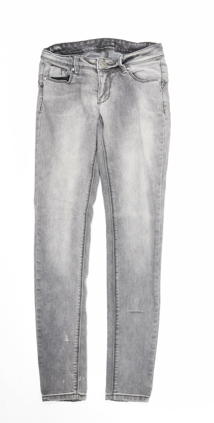 Fresh Made Womens Grey Cotton Skinny Jeans Size XS Regular Zip