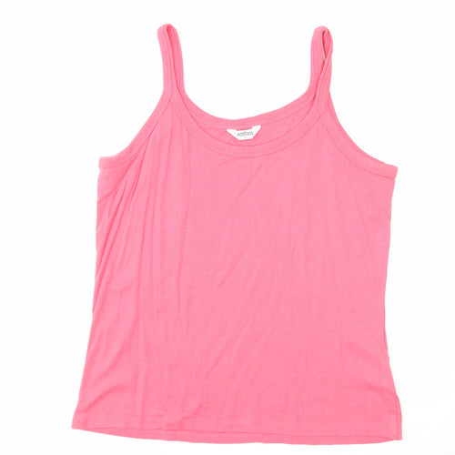 Editions Womens Pink Cotton Basic Tank Size 18 Round Neck