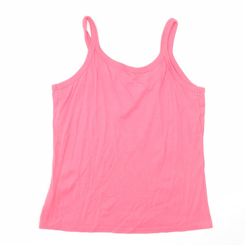 Editions Womens Pink Cotton Basic Tank Size 18 Round Neck