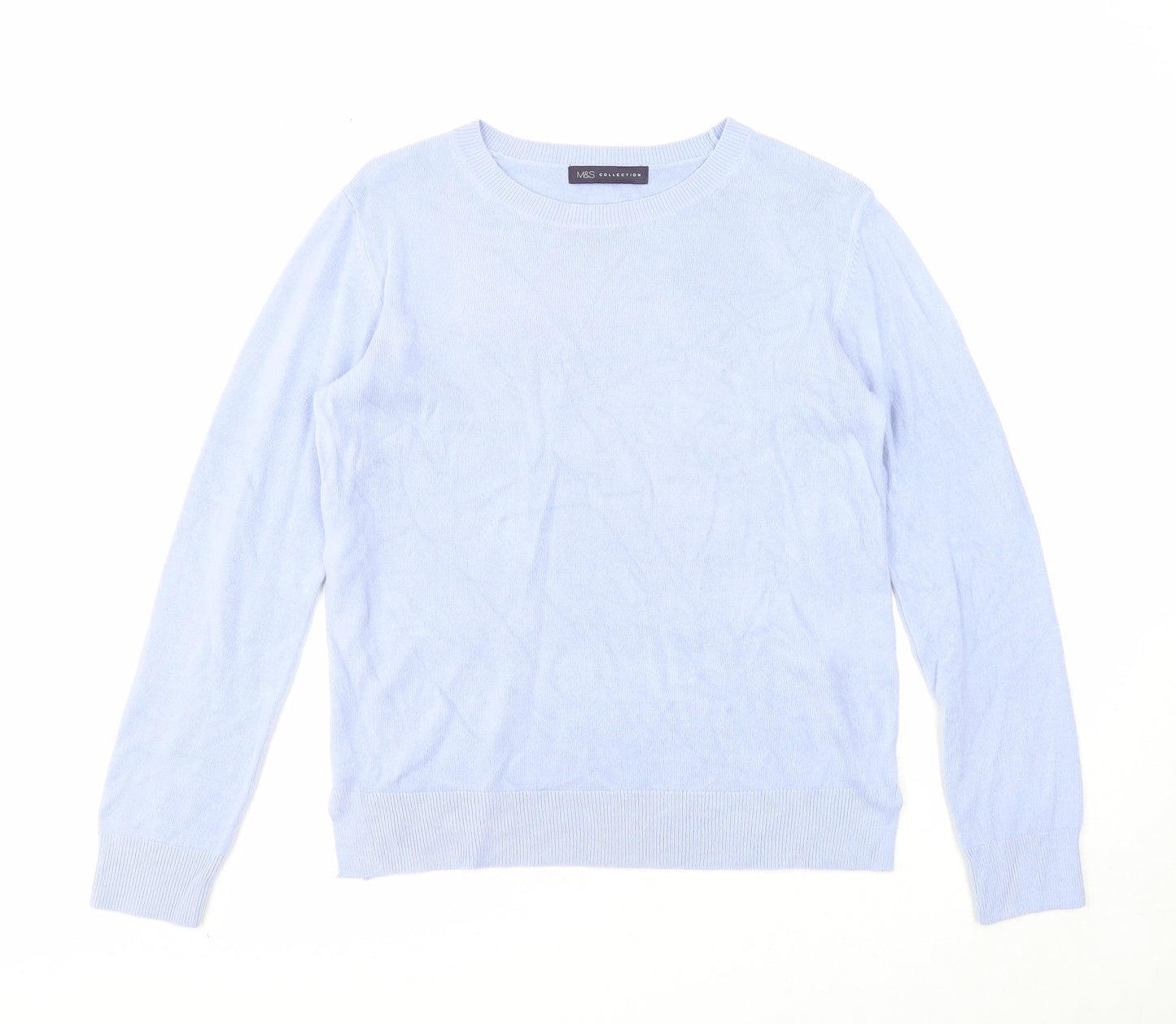 Marks and Spencer Womens Blue Round Neck Acrylic Pullover Jumper Size 12