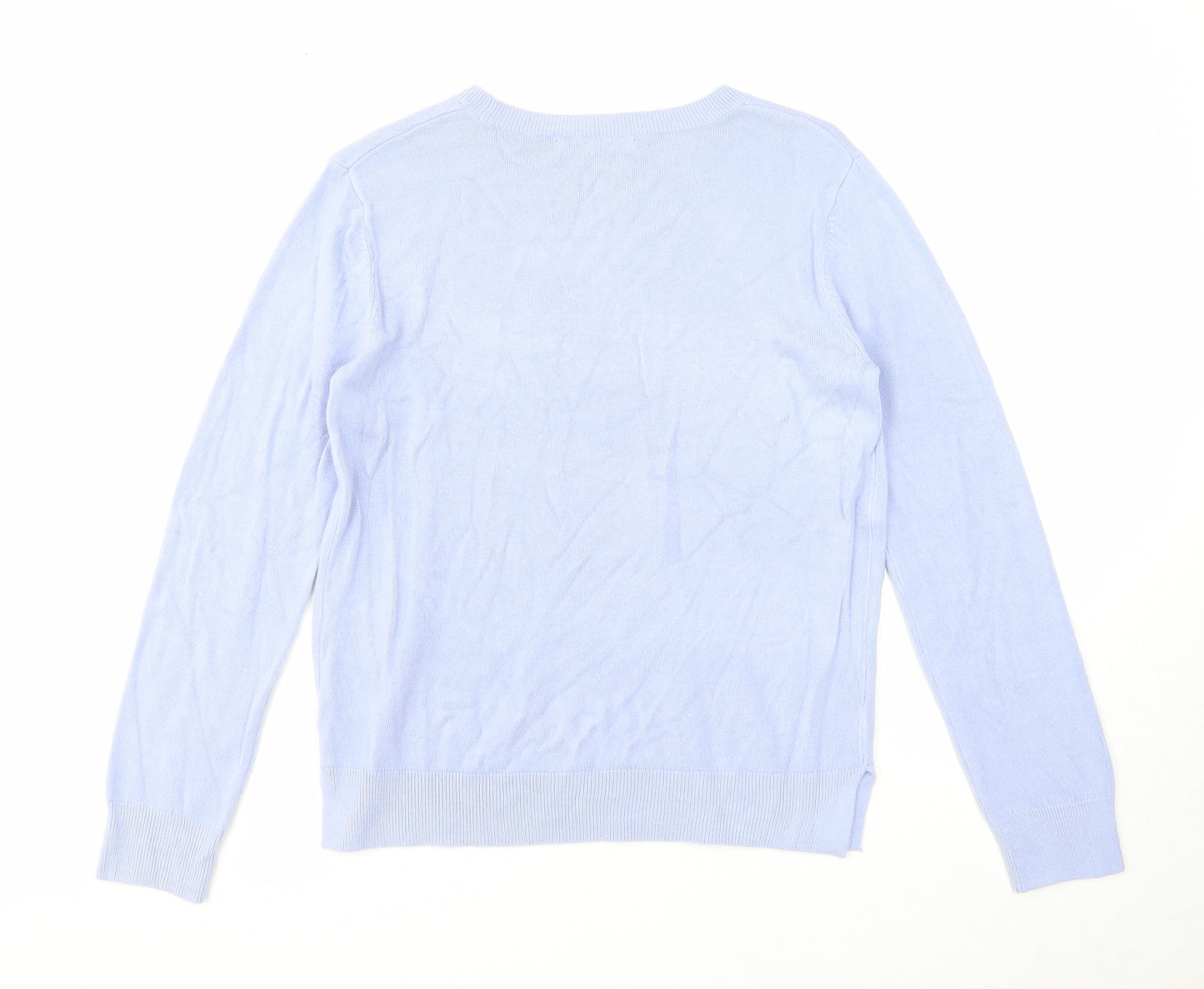 Marks and Spencer Womens Blue Round Neck Acrylic Pullover Jumper Size 12