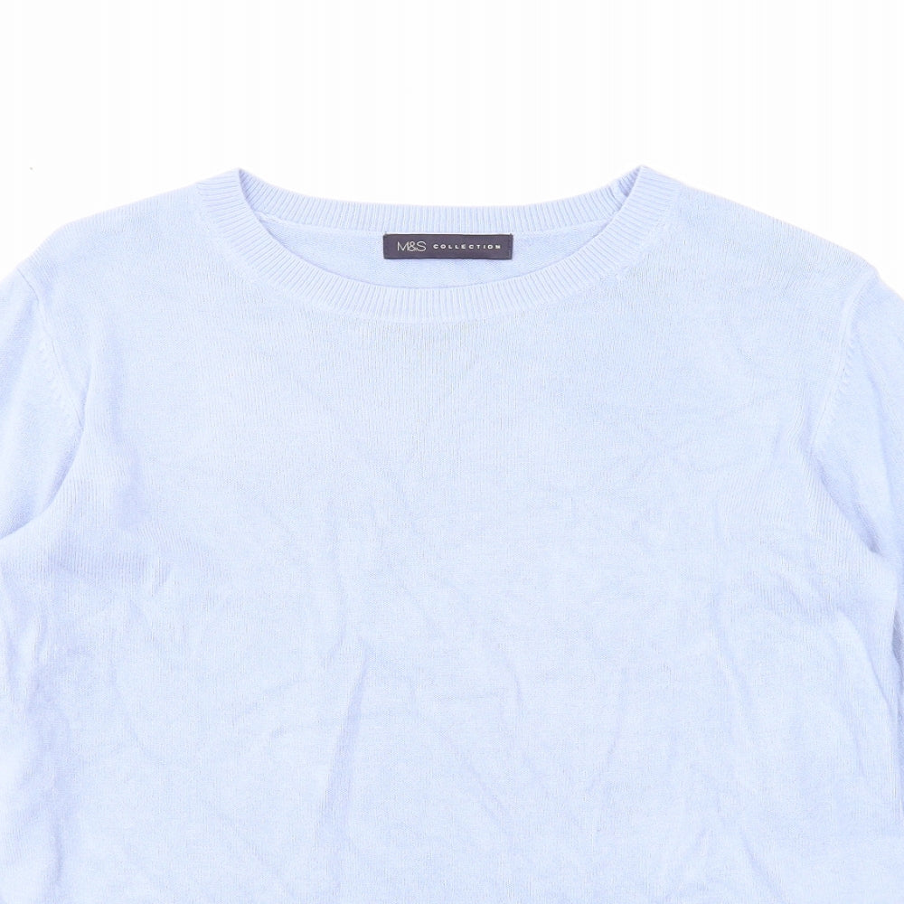 Marks and Spencer Womens Blue Round Neck Acrylic Pullover Jumper Size 12