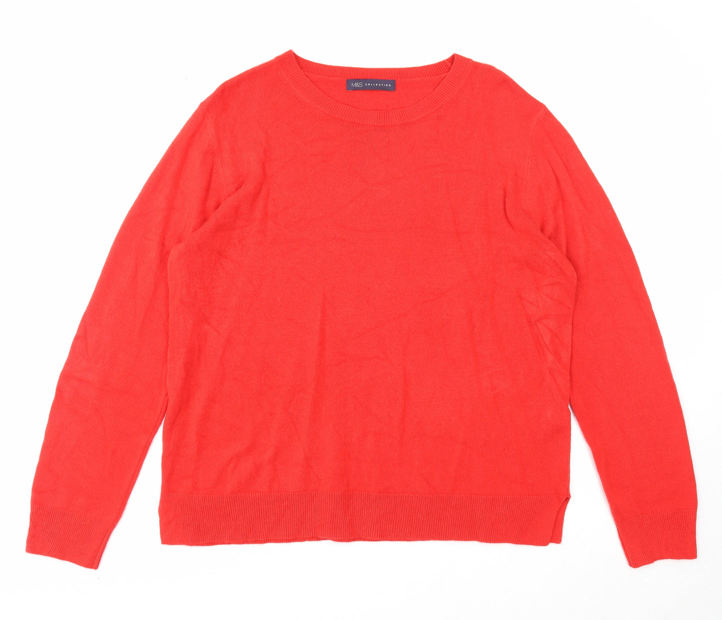 Marks and Spencer Womens Red Round Neck Acrylic Pullover Jumper Size 18