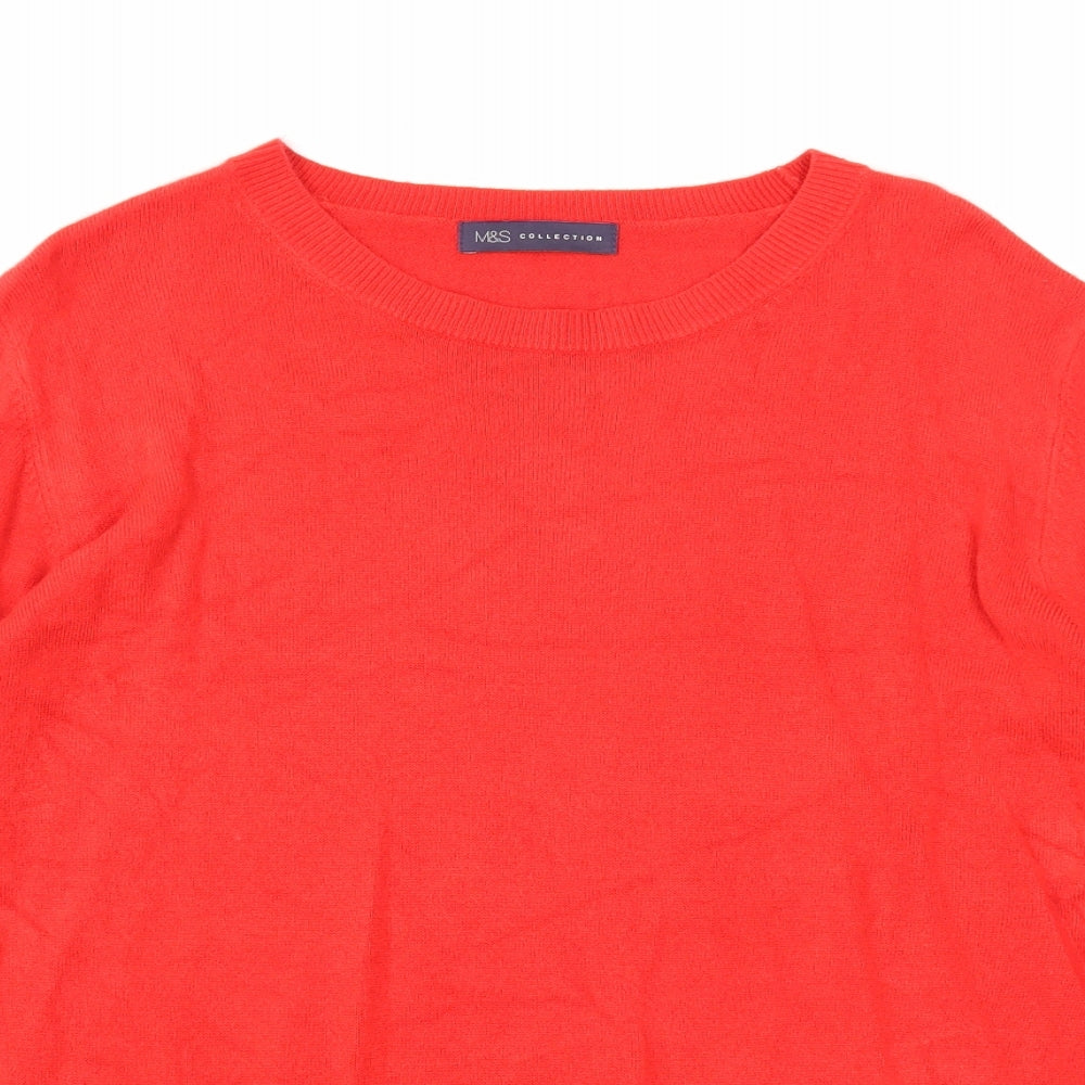 Marks and Spencer Womens Red Round Neck Acrylic Pullover Jumper Size 18