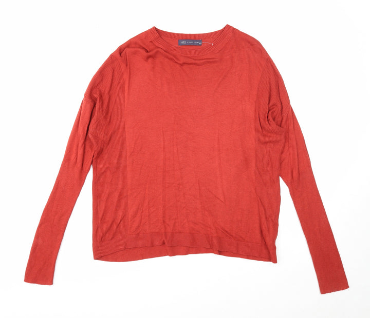 Marks and Spencer Womens Red Round Neck Acrylic Pullover Jumper Size 14