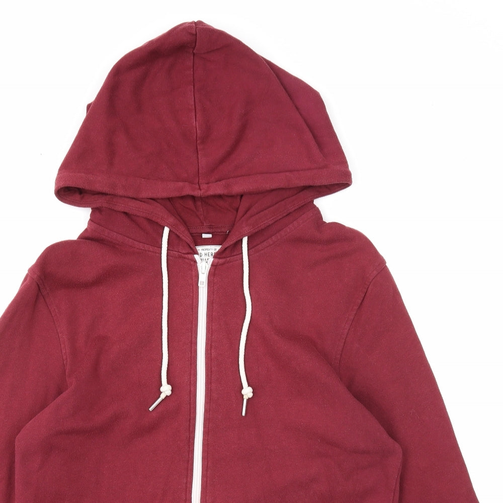Red Herring Mens Red Cotton Full Zip Hoodie Size XS