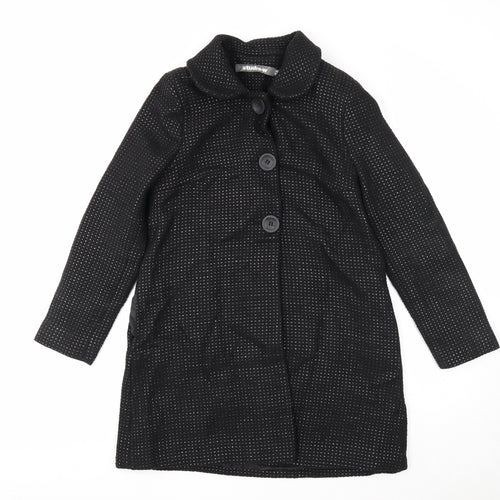 Woolworths Womens Black Geometric Overcoat Coat Size 10 Button