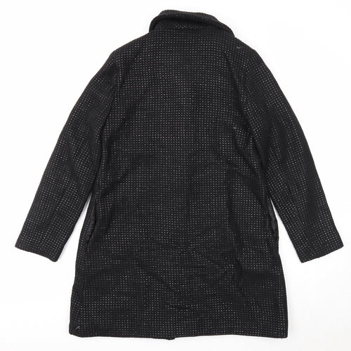 Woolworths Womens Black Geometric Overcoat Coat Size 10 Button