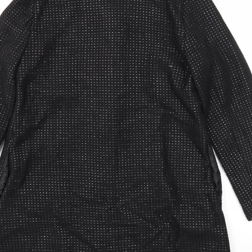 Woolworths Womens Black Geometric Overcoat Coat Size 10 Button
