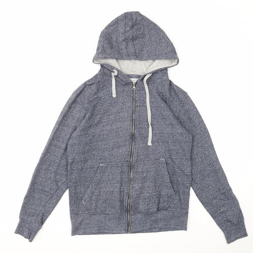 Alpha Beta Mens Blue Cotton Full Zip Hoodie Size S