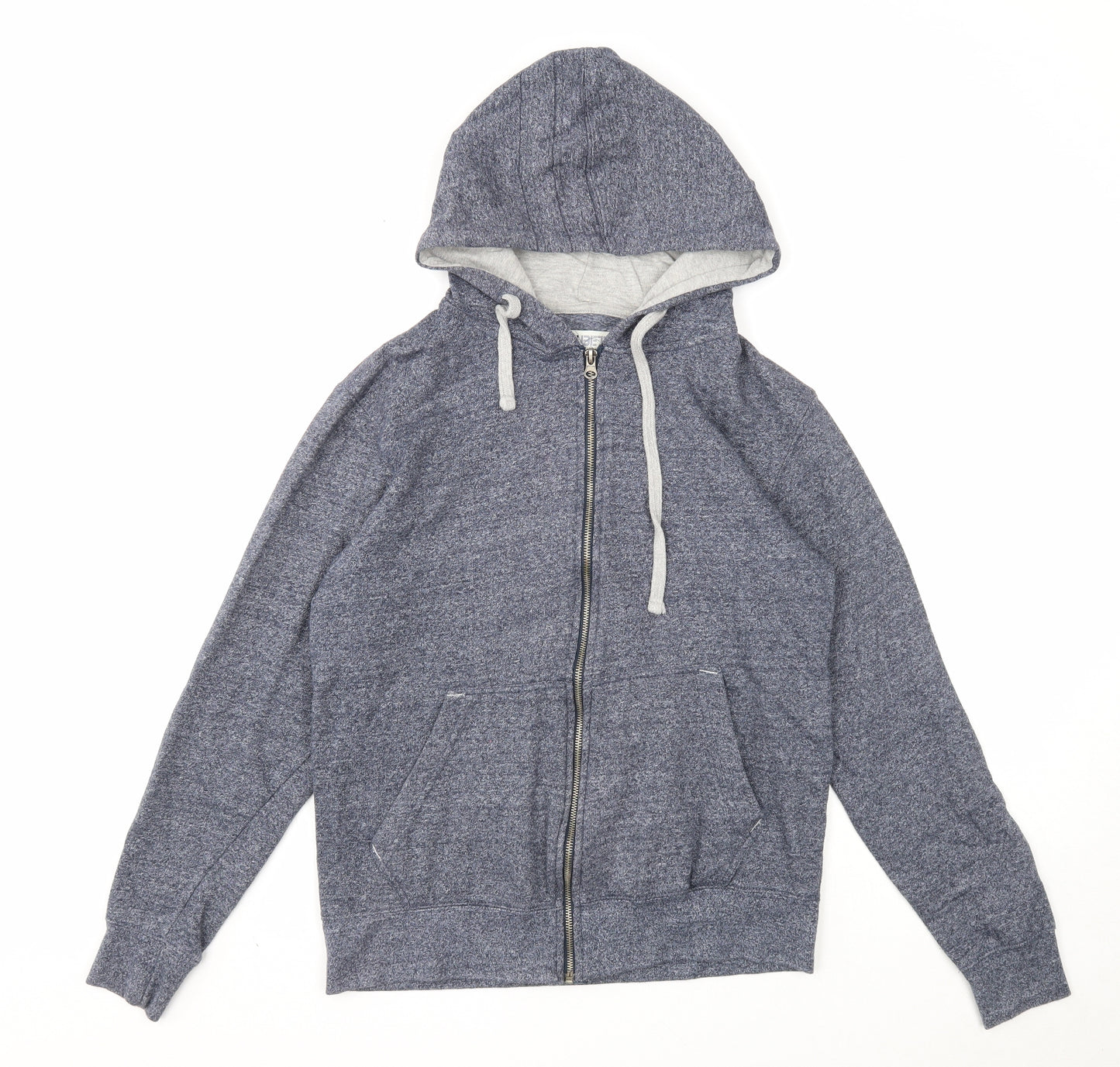 Alpha Beta Mens Blue Cotton Full Zip Hoodie Size S