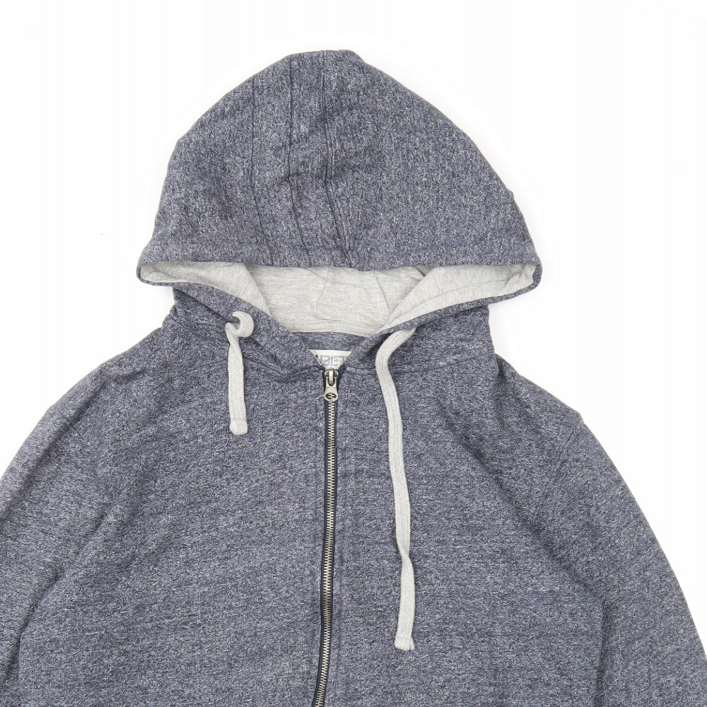 Alpha Beta Mens Blue Cotton Full Zip Hoodie Size S