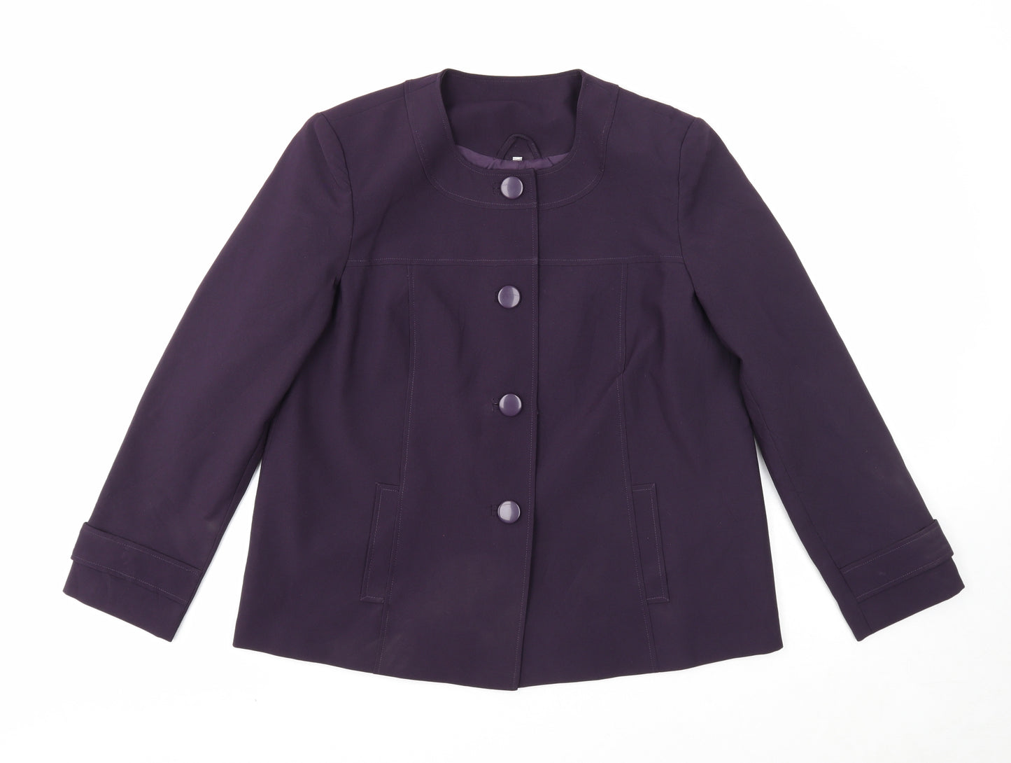 Preworn Womens Purple Jacket Blazer Size 14 Button