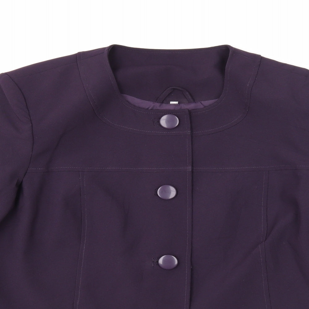 Preworn Womens Purple Jacket Blazer Size 14 Button