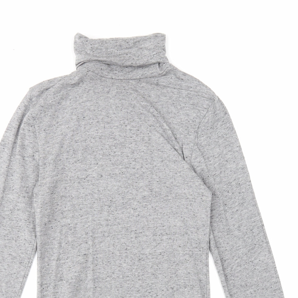 Marks and Spencer Womens Grey Acrylic Basic Blouse Size 12 Roll Neck