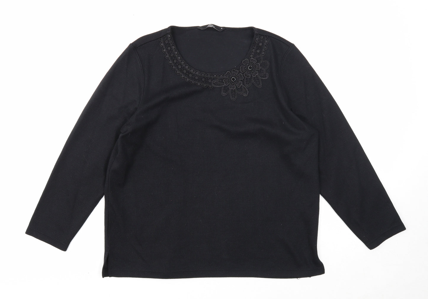Bonmarché Womens Black Scoop Neck Polyester Pullover Jumper Size M