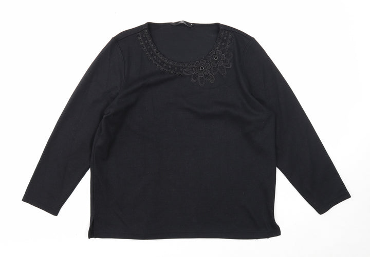 Bonmarché Womens Black Scoop Neck Polyester Pullover Jumper Size M