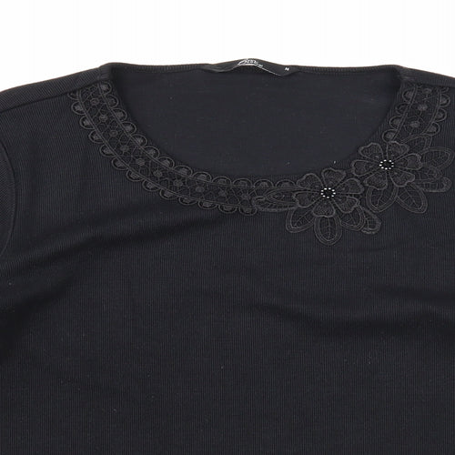 Bonmarché Womens Black Scoop Neck Polyester Pullover Jumper Size M