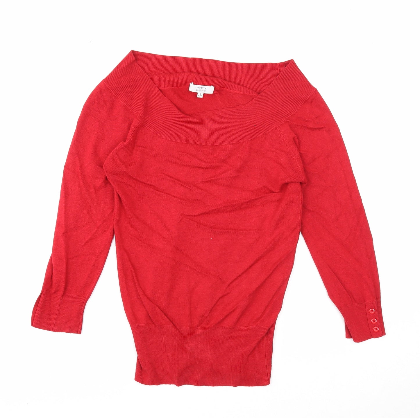 Debenhams Womens Red Boat Neck Viscose Pullover Jumper Size 8