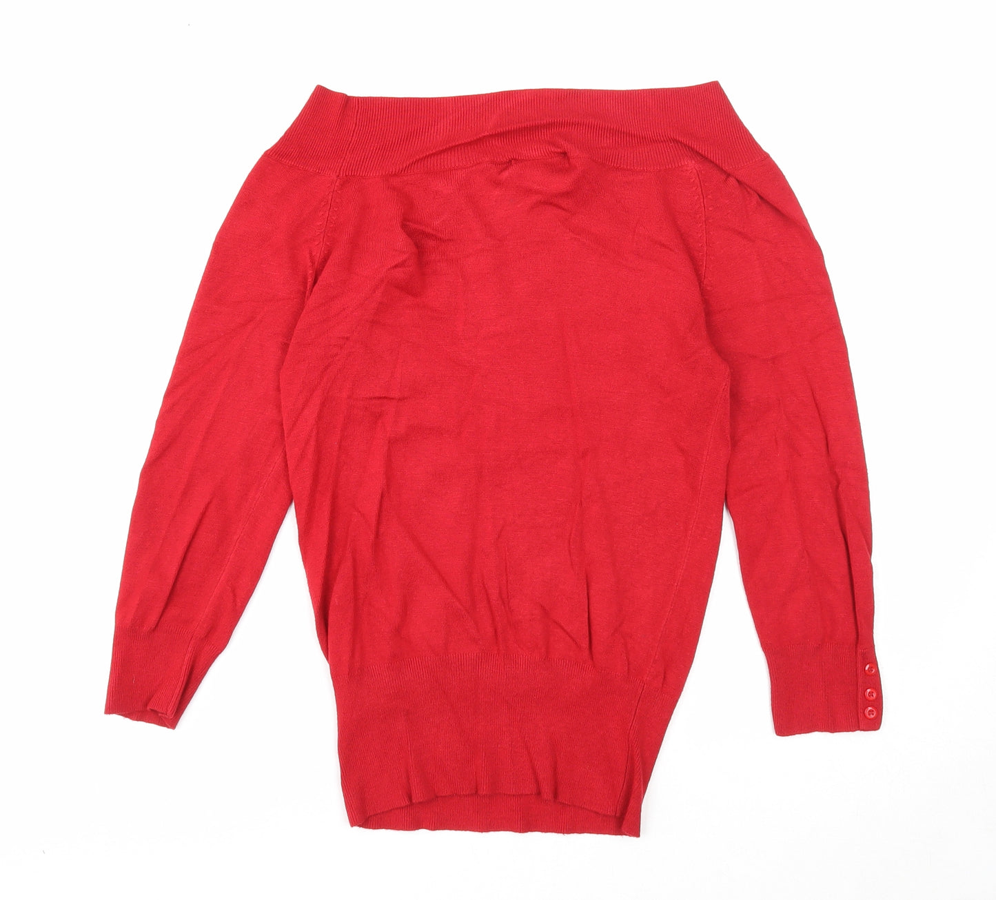 Debenhams Womens Red Boat Neck Viscose Pullover Jumper Size 8