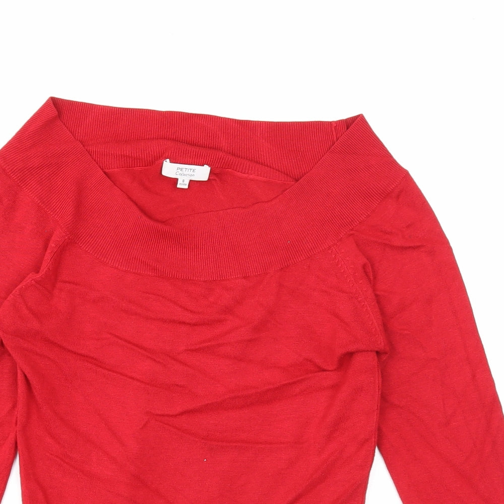 Debenhams Womens Red Boat Neck Viscose Pullover Jumper Size 8