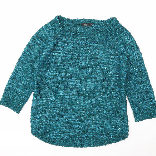 Bonmarché Womens Blue Boat Neck Polyester Pullover Jumper Size S