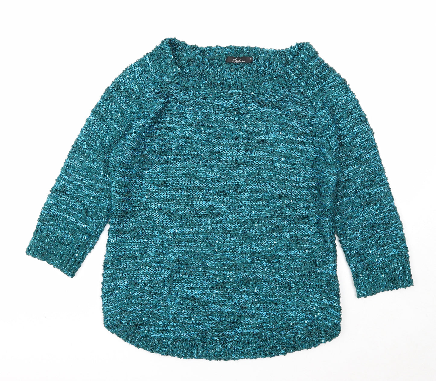 Bonmarché Womens Blue Boat Neck Polyester Pullover Jumper Size S
