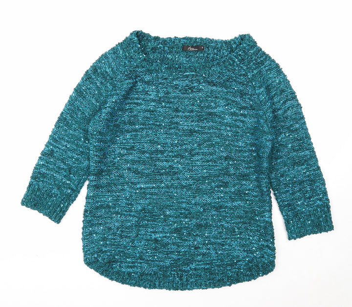 Bonmarché Womens Blue Boat Neck Polyester Pullover Jumper Size S