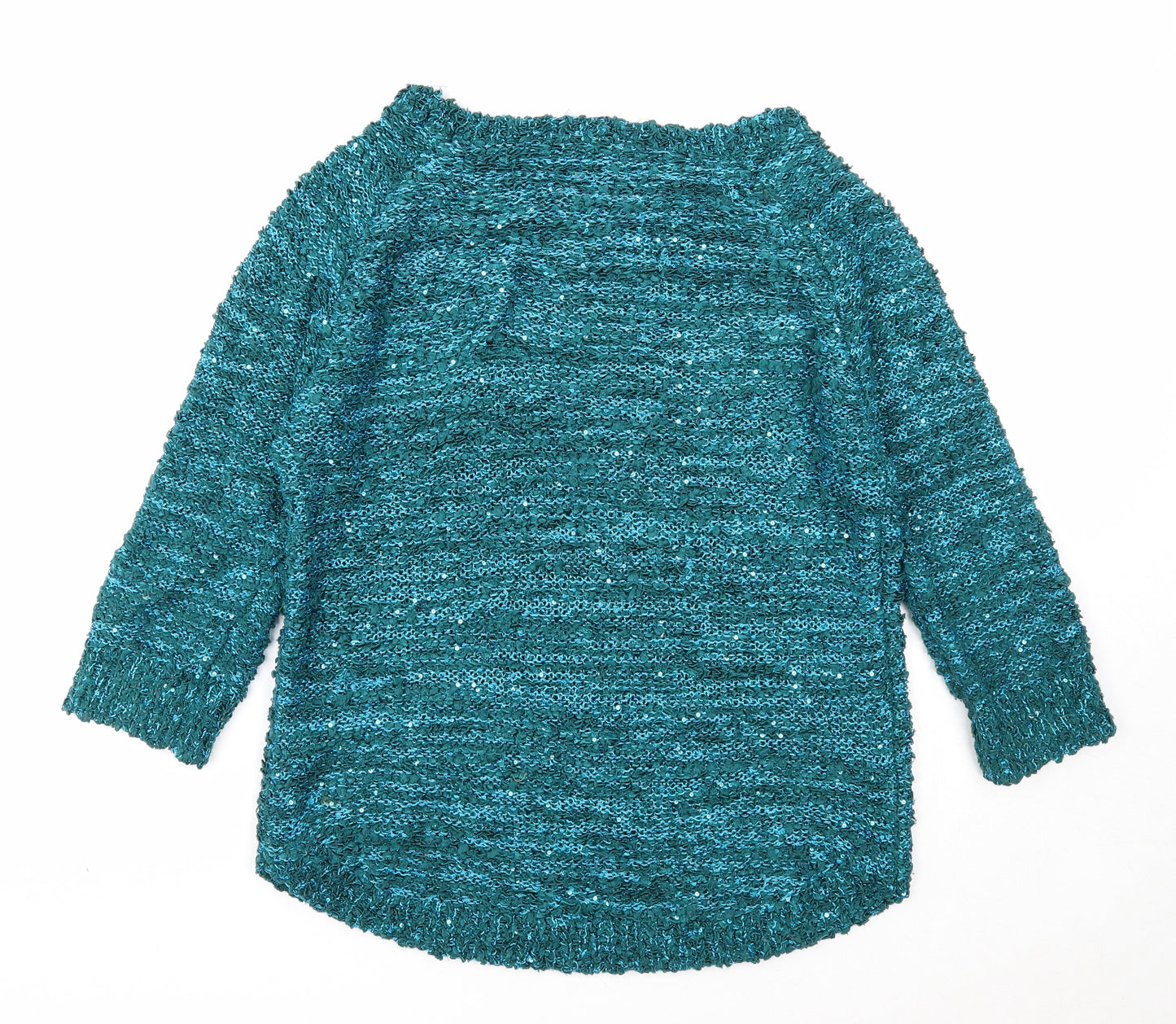 Bonmarché Womens Blue Boat Neck Polyester Pullover Jumper Size S