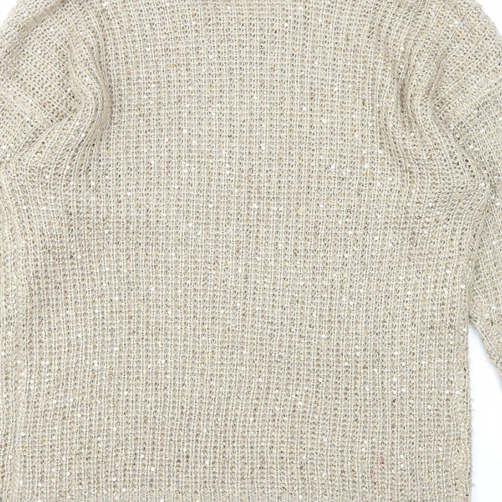 Atmosphere Womens Beige Scoop Neck Acrylic Pullover Jumper Size 10