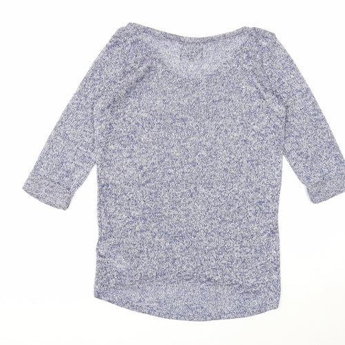 New Look Womens Blue Scoop Neck Acrylic Pullover Jumper Size 8