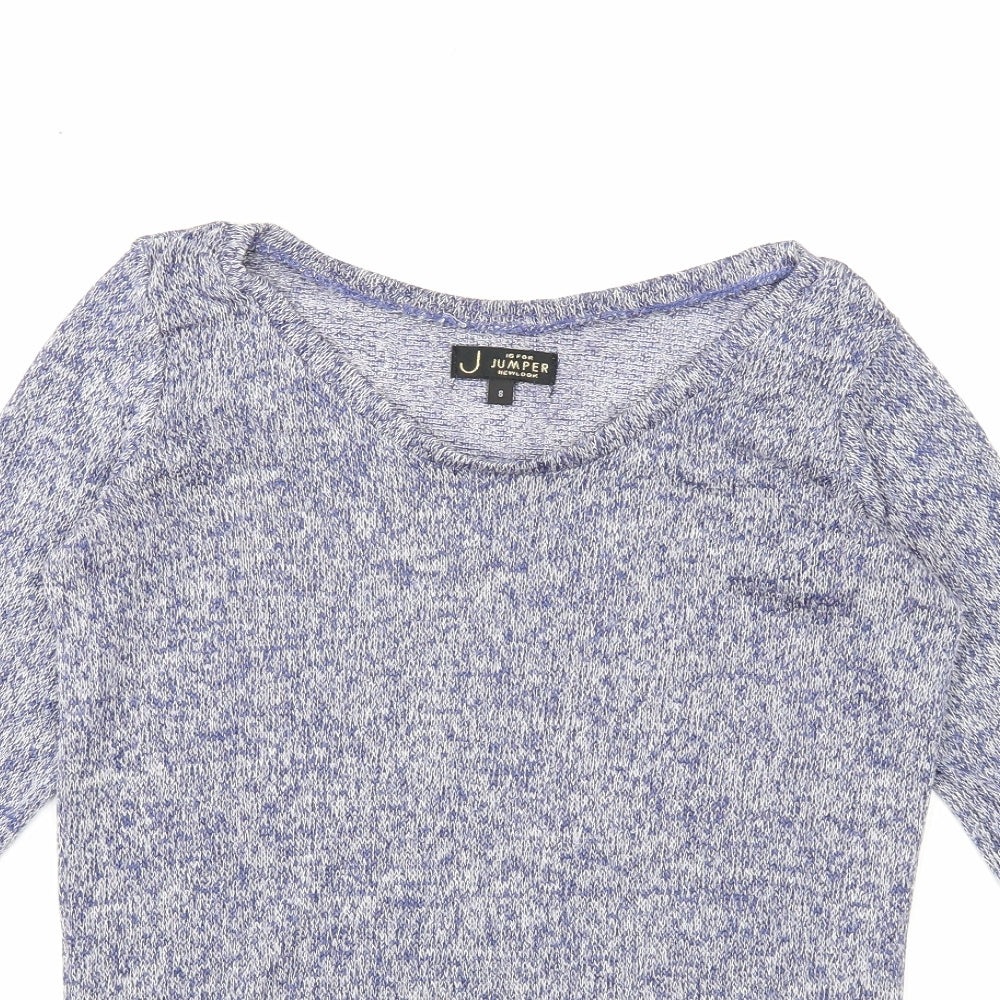 New Look Womens Blue Scoop Neck Acrylic Pullover Jumper Size 8