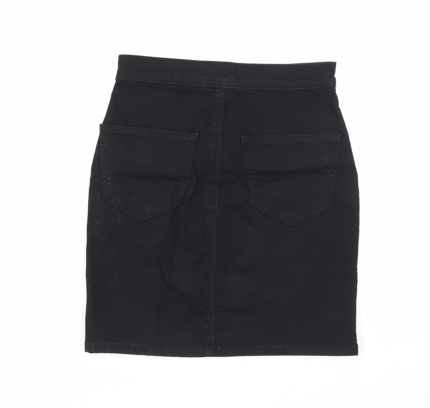 Topshop Womens Black Cotton Mini Skirt Size 6 Zip