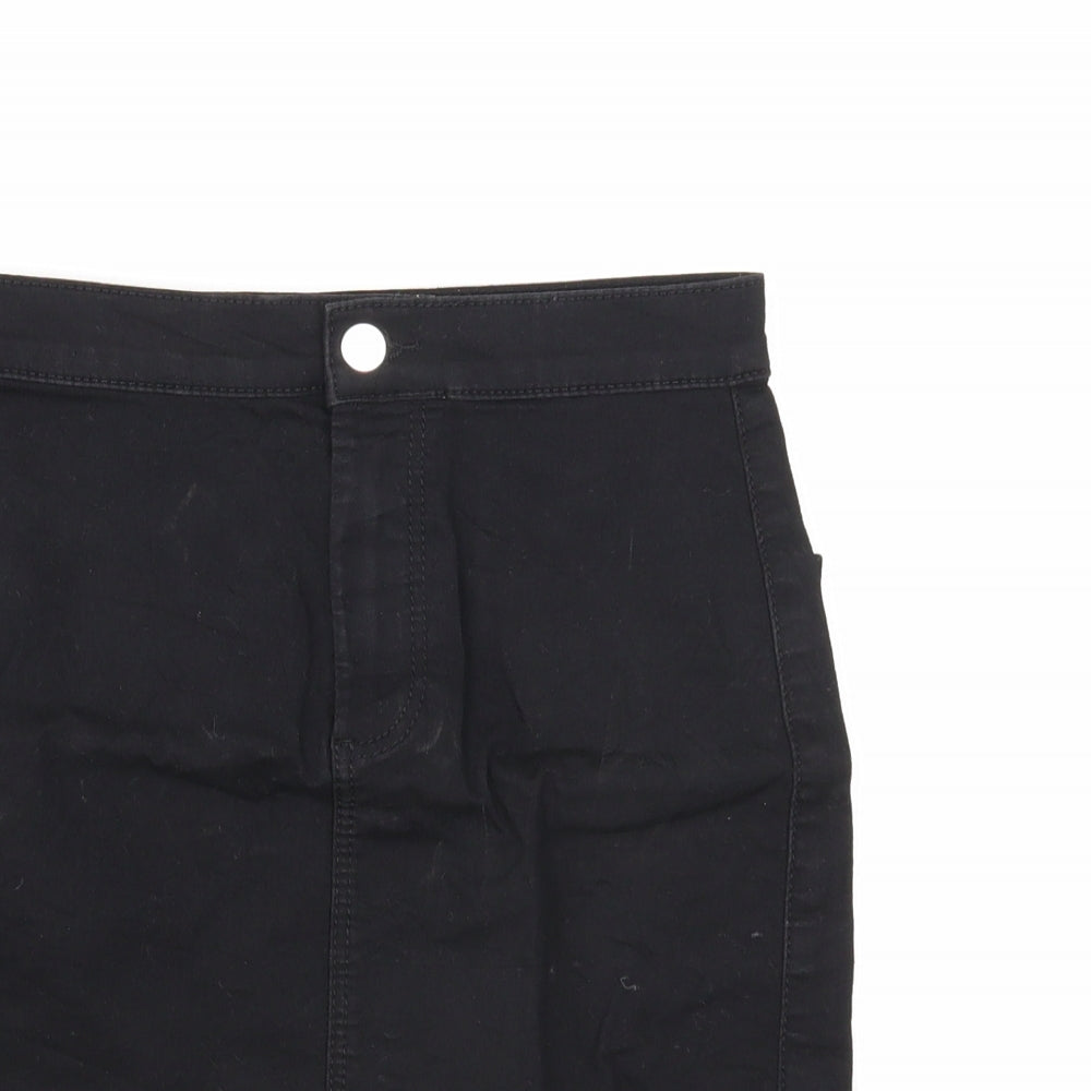 Topshop Womens Black Cotton Mini Skirt Size 6 Zip