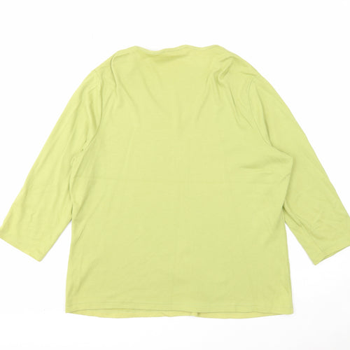 Casual Club Womens Green Cotton Basic Blouse Size 20 V-Neck
