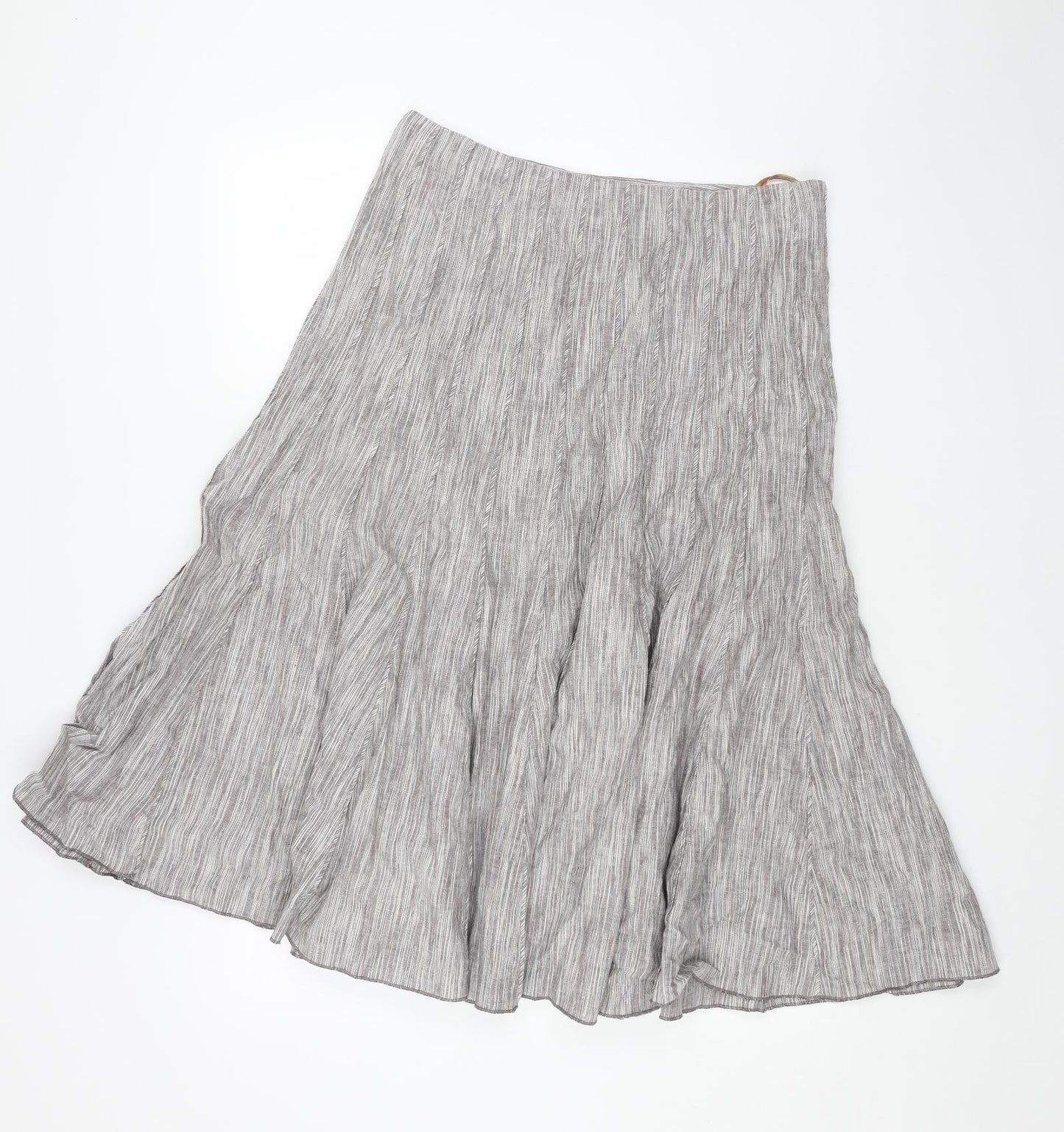 Per Una Womens Grey Cotton Swing Skirt Size 14 Zip