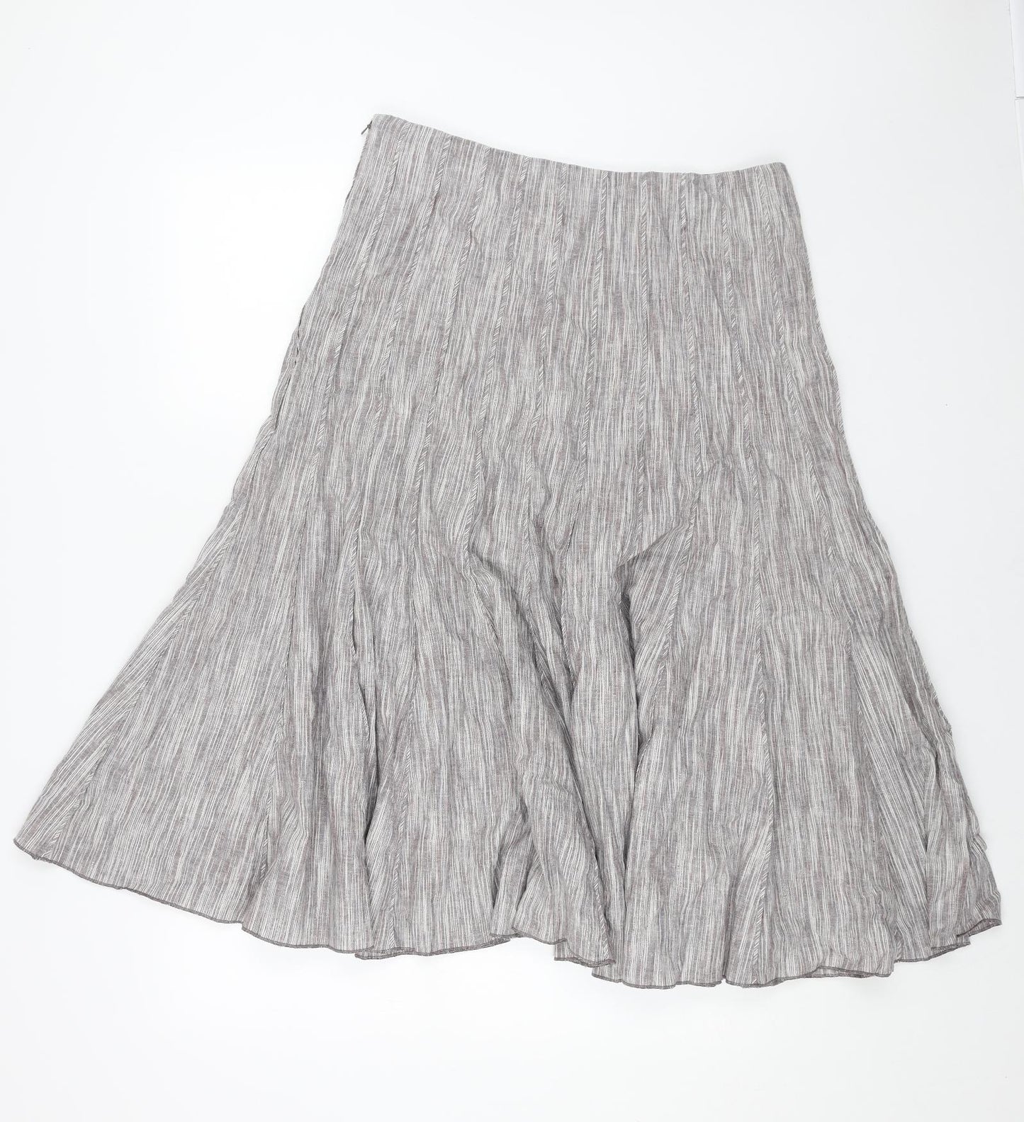 Per Una Womens Grey Cotton Swing Skirt Size 14 Zip