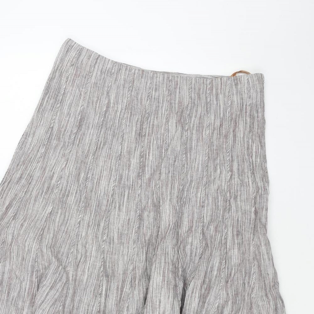 Per Una Womens Grey Cotton Swing Skirt Size 14 Zip