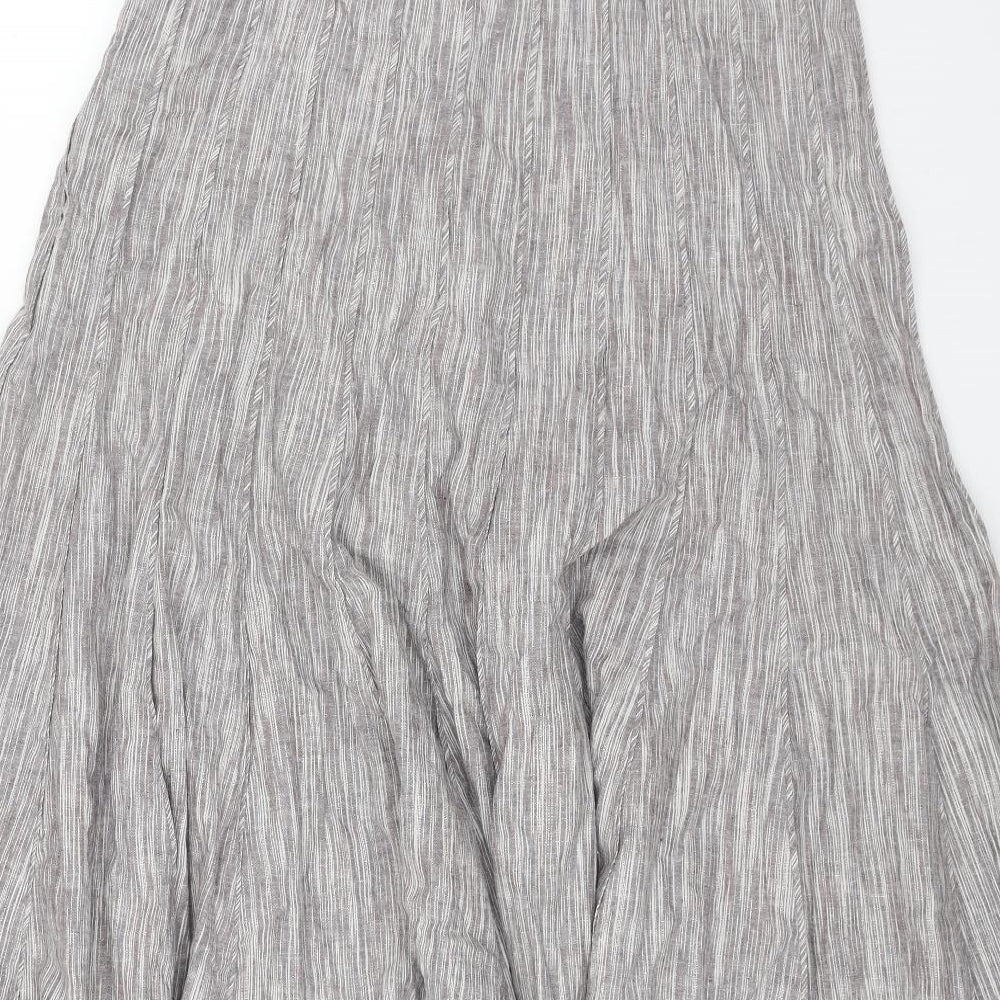Per Una Womens Grey Cotton Swing Skirt Size 14 Zip