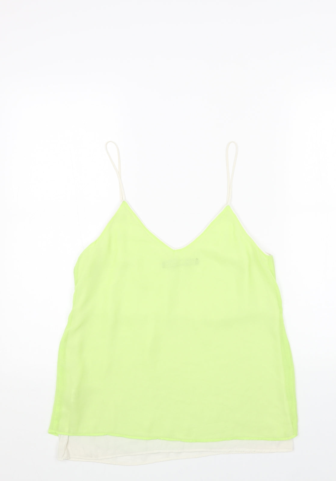 Zara Womens Green Polyester Basic Tank Size S V-Neck