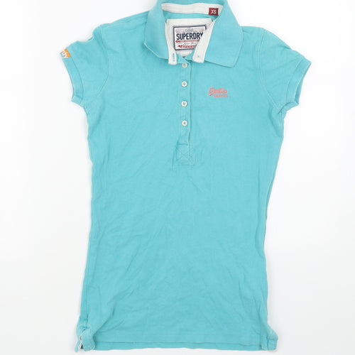 Superdry Womens Blue Cotton Basic Polo Size S Collared
