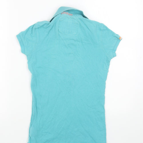 Superdry Womens Blue Cotton Basic Polo Size S Collared