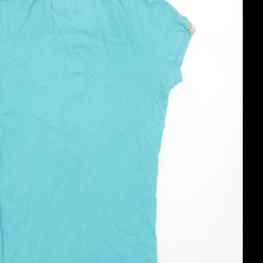 Superdry Womens Blue Cotton Basic Polo Size S Collared