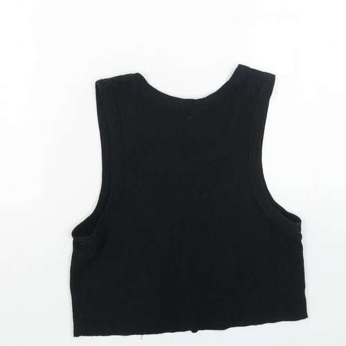 COLLUSION Womens Black Cotton Cropped Tank Size 16 Scoop Neck