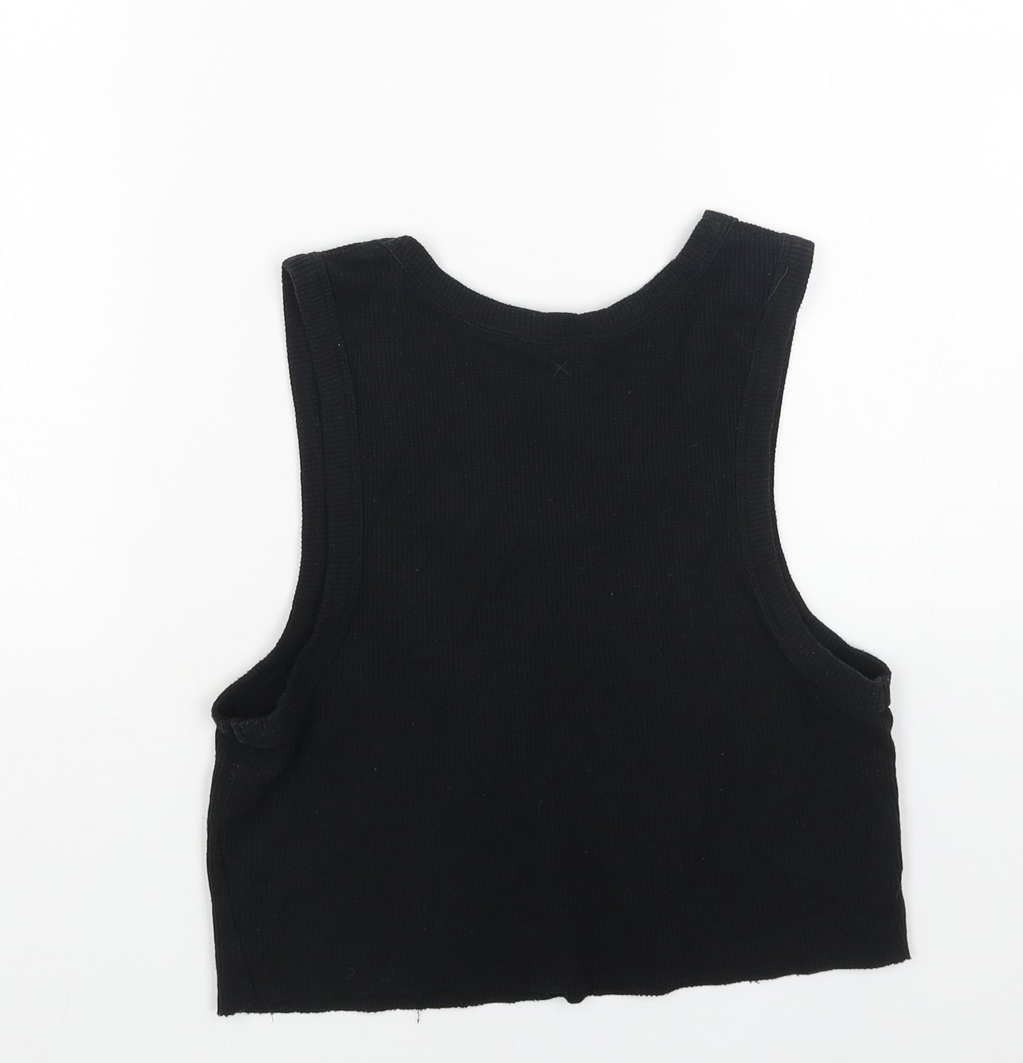 COLLUSION Womens Black Cotton Cropped Tank Size 16 Scoop Neck
