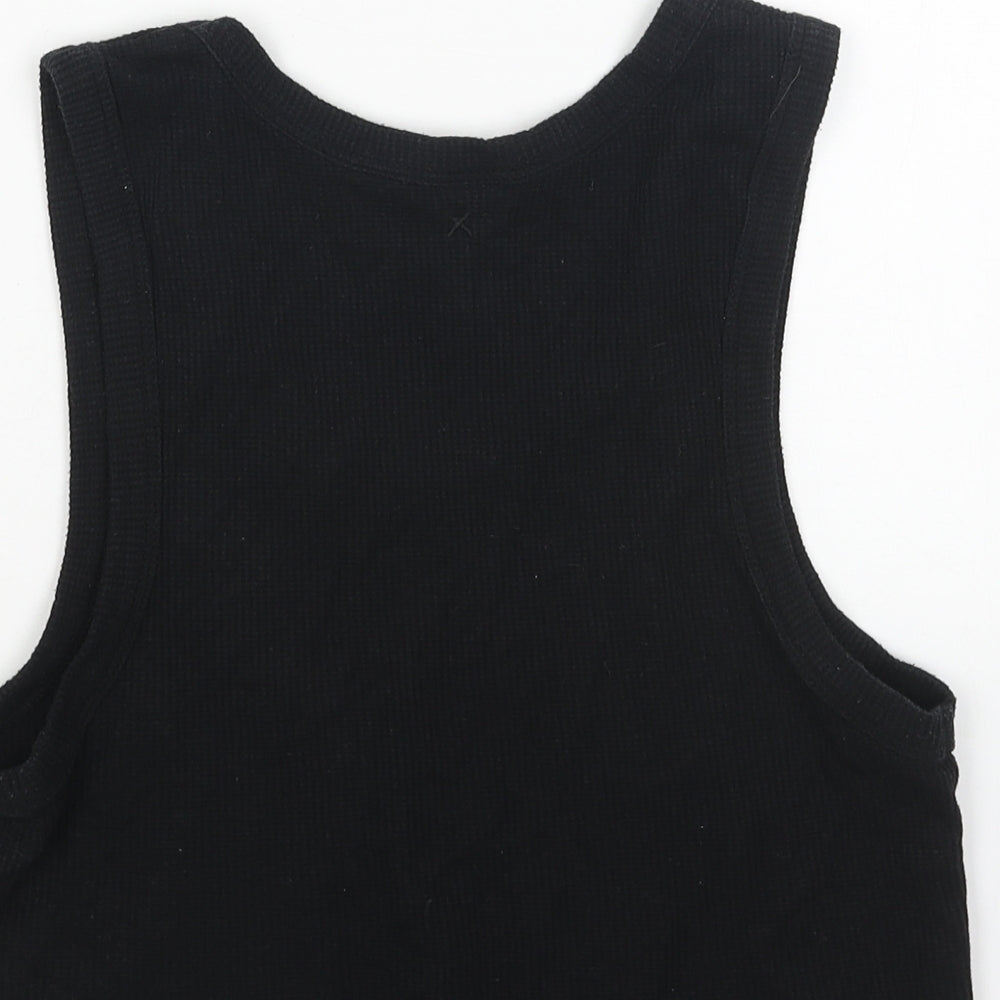 COLLUSION Womens Black Cotton Cropped Tank Size 16 Scoop Neck