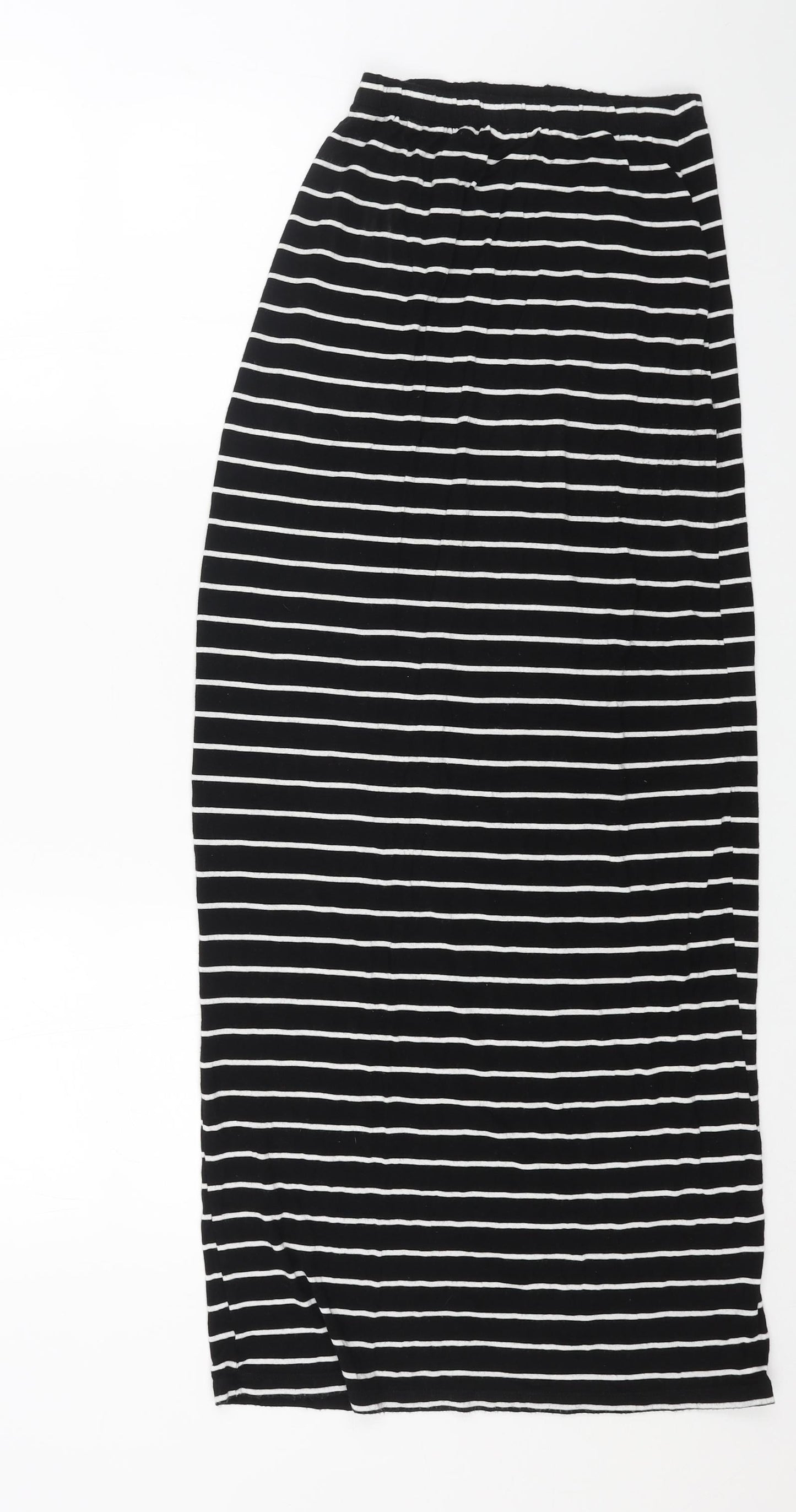 Primark Womens Black Striped Cotton Maxi Skirt Size 10