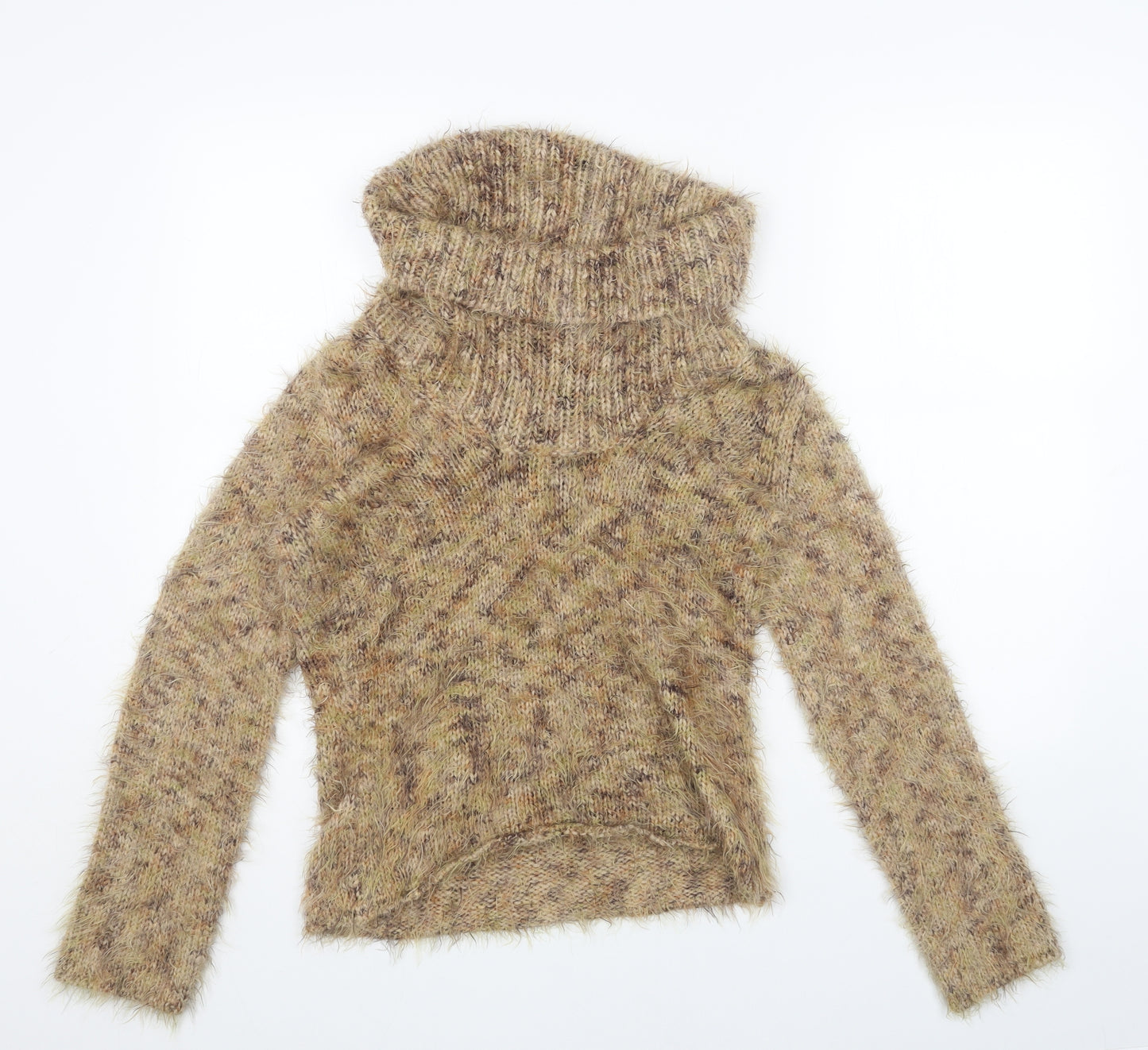 Per Una Womens Beige Roll Neck Acrylic Pullover Jumper Size S