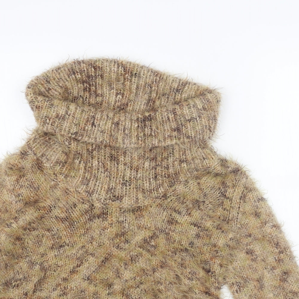 Per Una Womens Beige Roll Neck Acrylic Pullover Jumper Size S